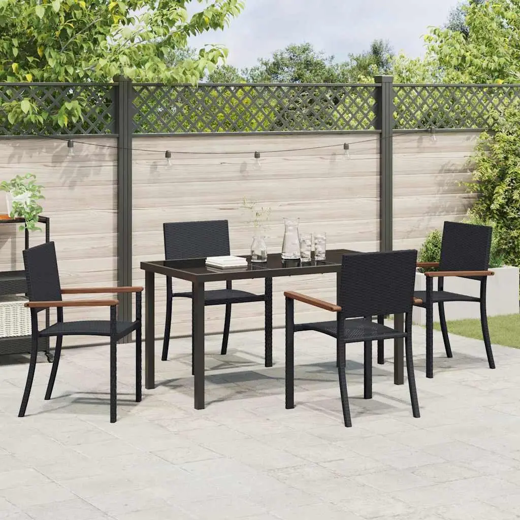Garden Dining Set 5 Piece Outdoor Furniture Black Steel Frame Rattan Seating