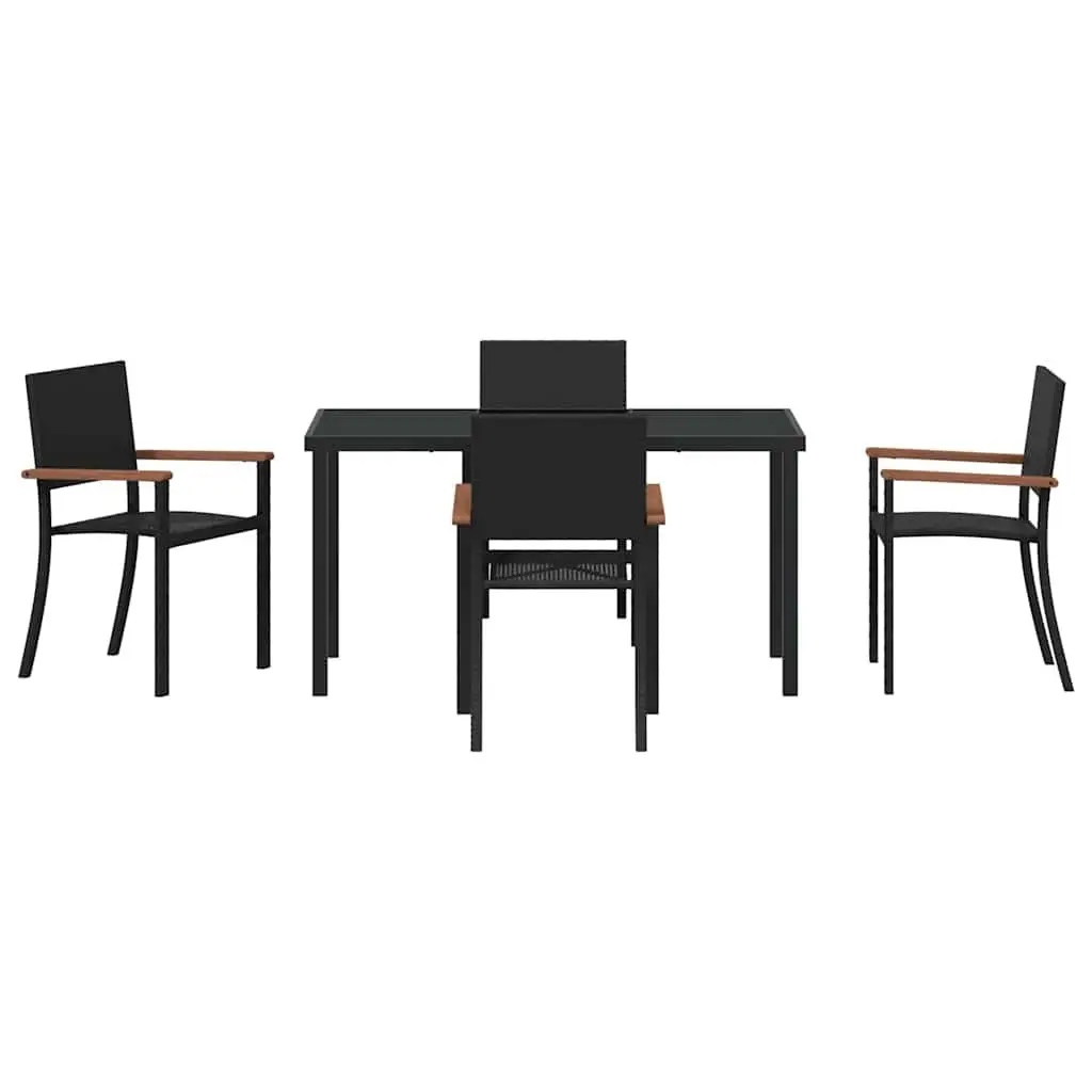 Garden Dining Set 5 Piece Outdoor Furniture Black Steel Frame Rattan Seating