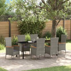 Garden Dining Set 7 Pieces Outdoor Furniture Grey Steel Frame Rattan Lounge