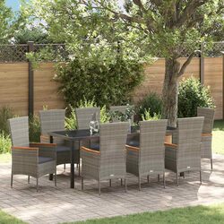 Garden Dining Set 9 Pieces Outdoor Furniture Grey Lounge Sofa Table Cushion