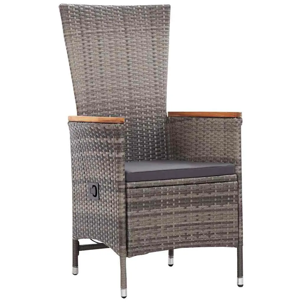 Garden Dining Set 3 Pieces Outdoor Furniture Grey Powder-Coated Steel Tempered
