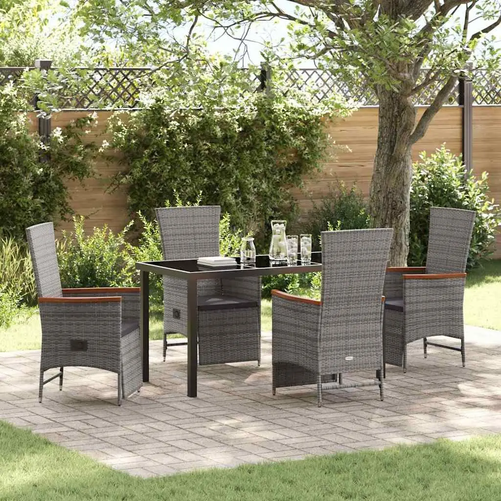 Garden Dining Set Grey 5 Piece Outdoor Furniture Poly Rattan Patio Seating