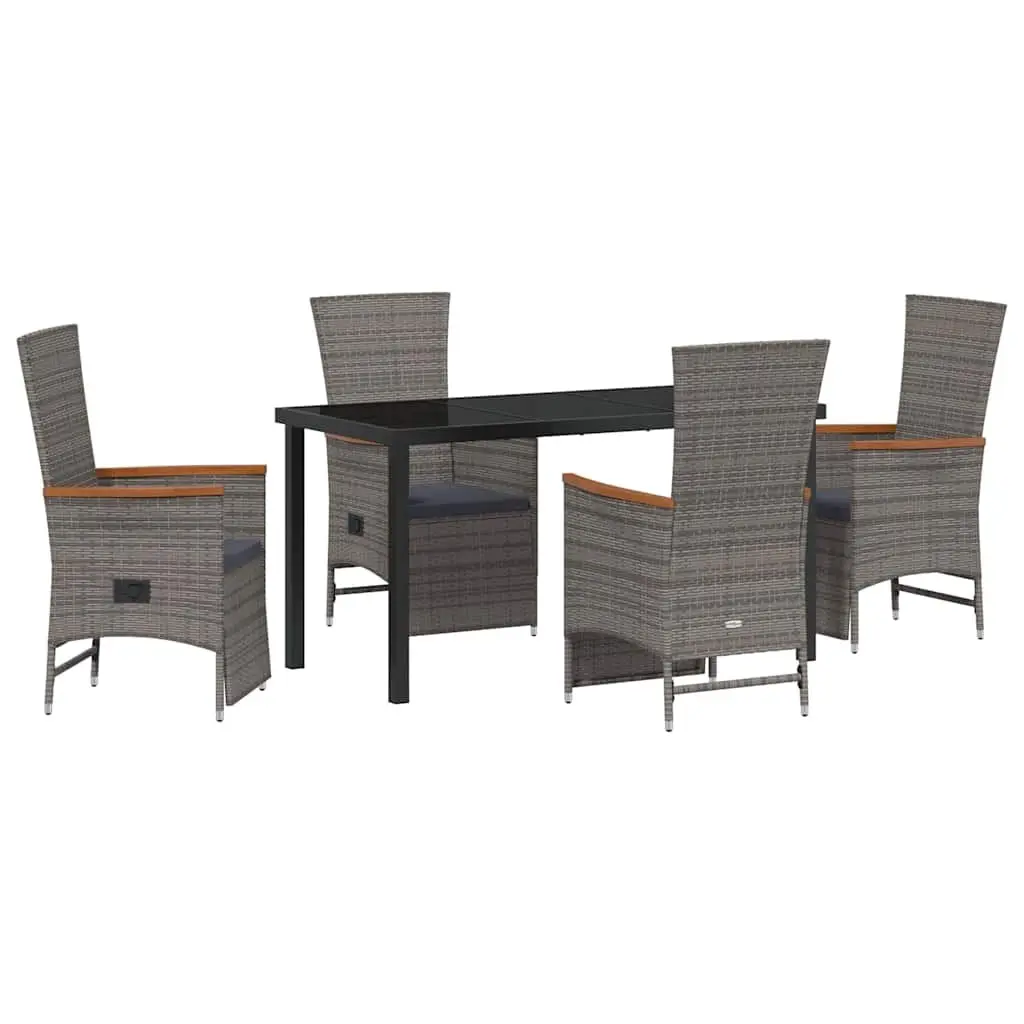 Garden Dining Set Grey 5 Piece Outdoor Furniture Poly Rattan Patio Seating
