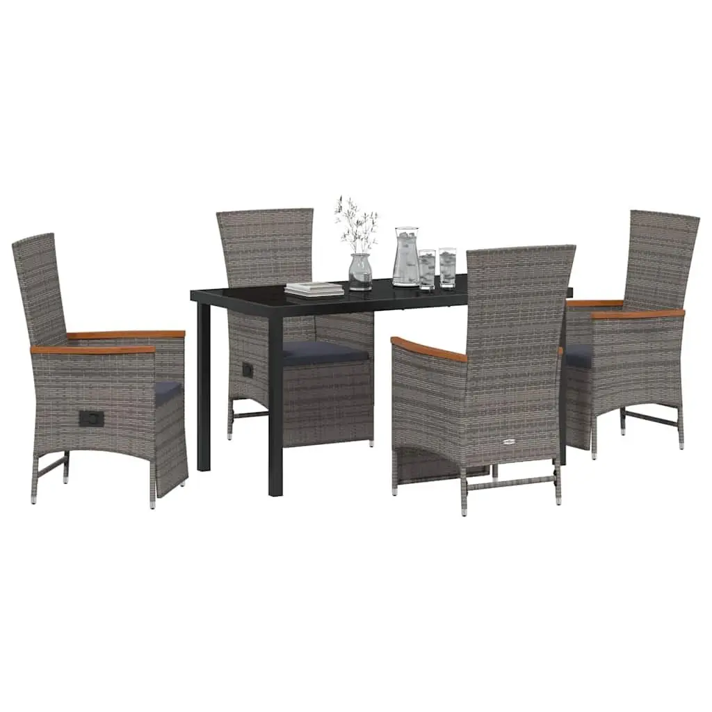 Garden Dining Set Grey 5 Piece Outdoor Furniture Poly Rattan Patio Seating