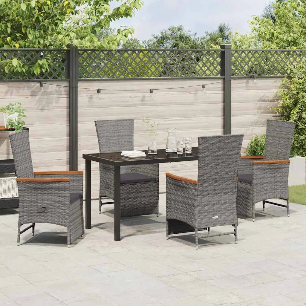 Garden Dining Set Grey 5 Piece Outdoor Furniture Poly Rattan Patio Seating