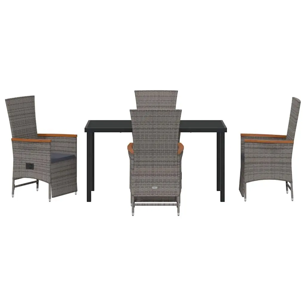 Garden Dining Set Grey 5 Piece Outdoor Furniture Poly Rattan Patio Seating