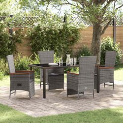 Garden Dining Set 5 Piece Outdoor Furniture Grey Poly Rattan with Cushions