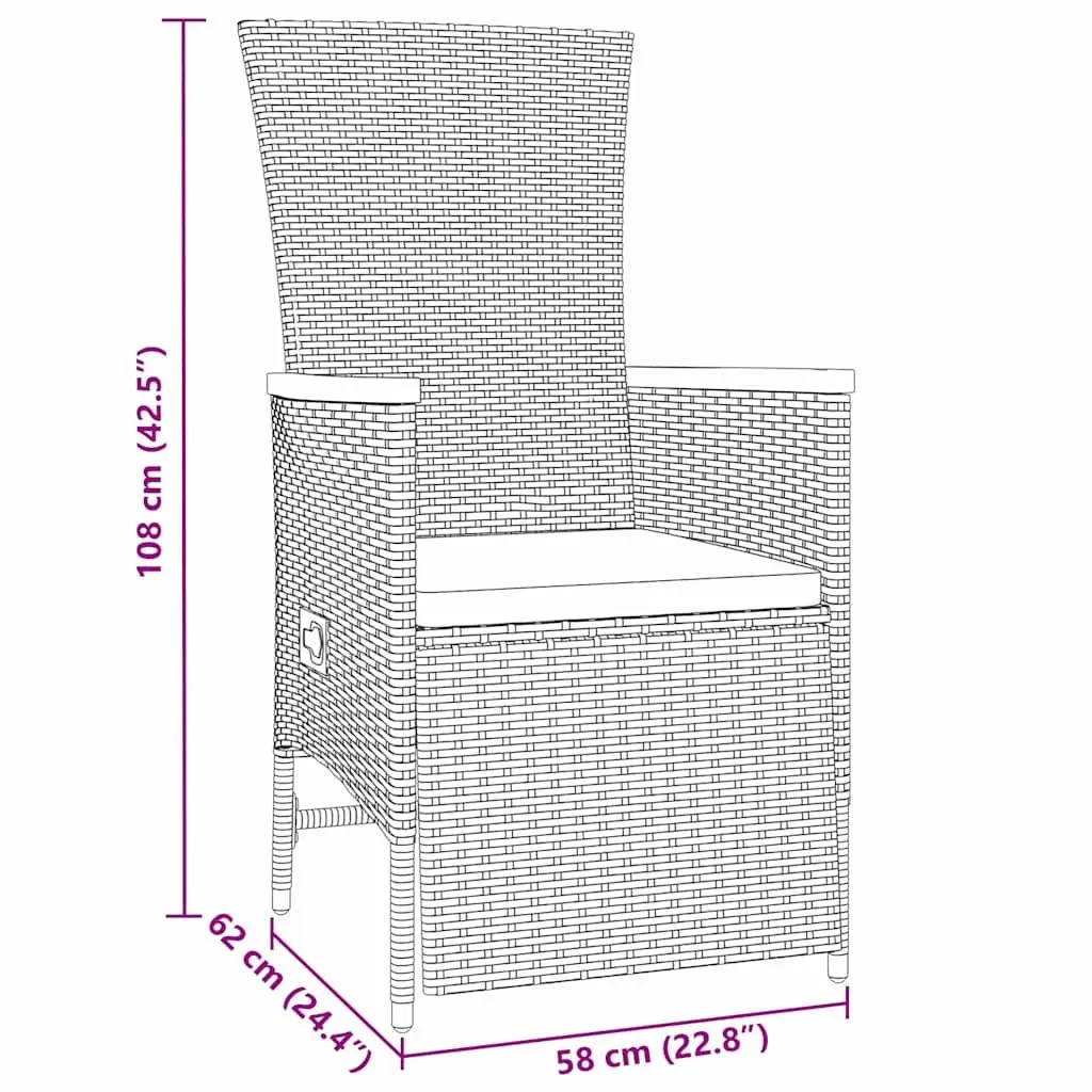 Garden Dining Set 5 Piece Outdoor Furniture Grey Poly Rattan with Cushions