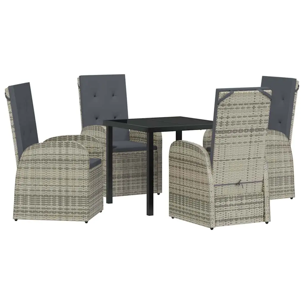 Garden Dining Set 5 Piece Outdoor Furniture Grey Poly Rattan Patio Chairs Table