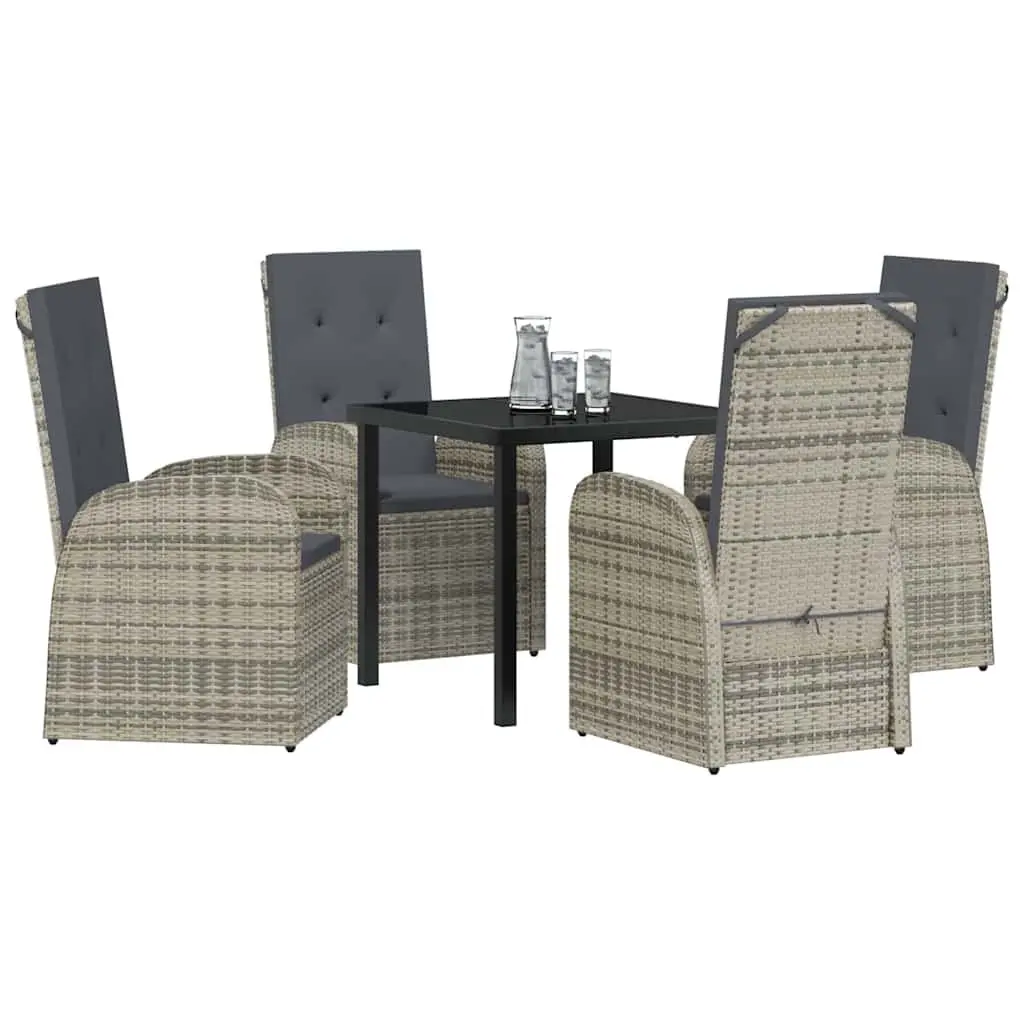 Garden Dining Set 5 Piece Outdoor Furniture Grey Poly Rattan Patio Chairs Table