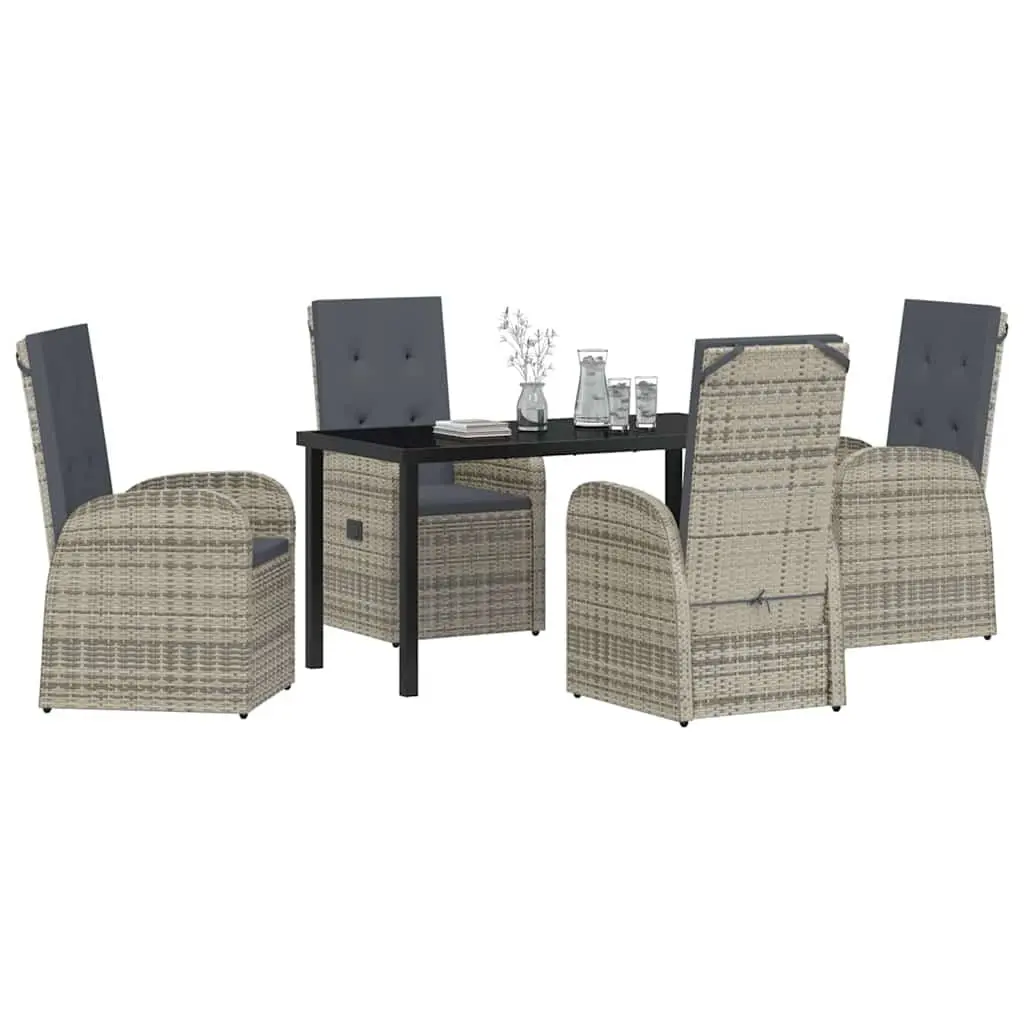 Garden Dining Set Grey 5 Piece Outdoor Furniture Poly Rattan Adjustable Backrest