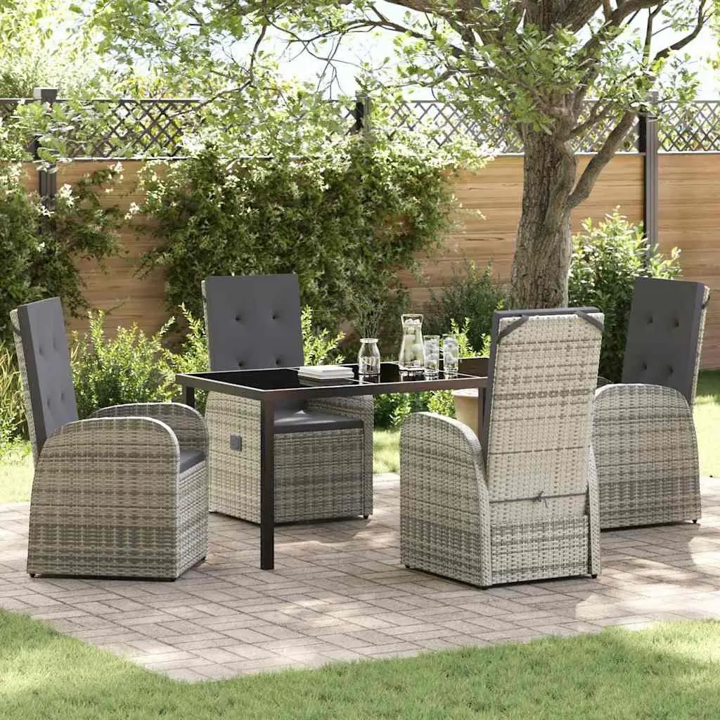 Garden Dining Set Grey 5 Piece Outdoor Furniture Poly Rattan Chair Table