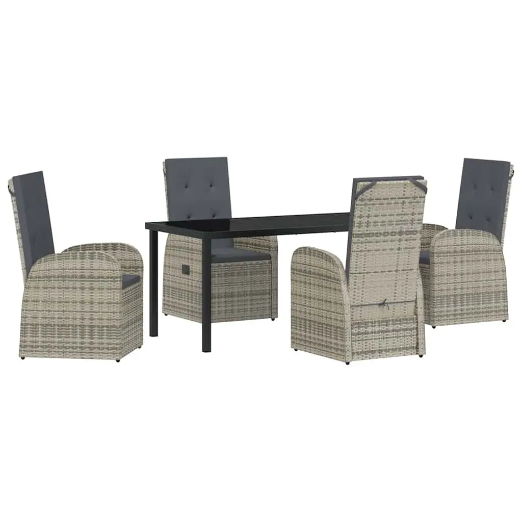 Garden Dining Set Grey 5 Piece Outdoor Furniture Poly Rattan Chair Table