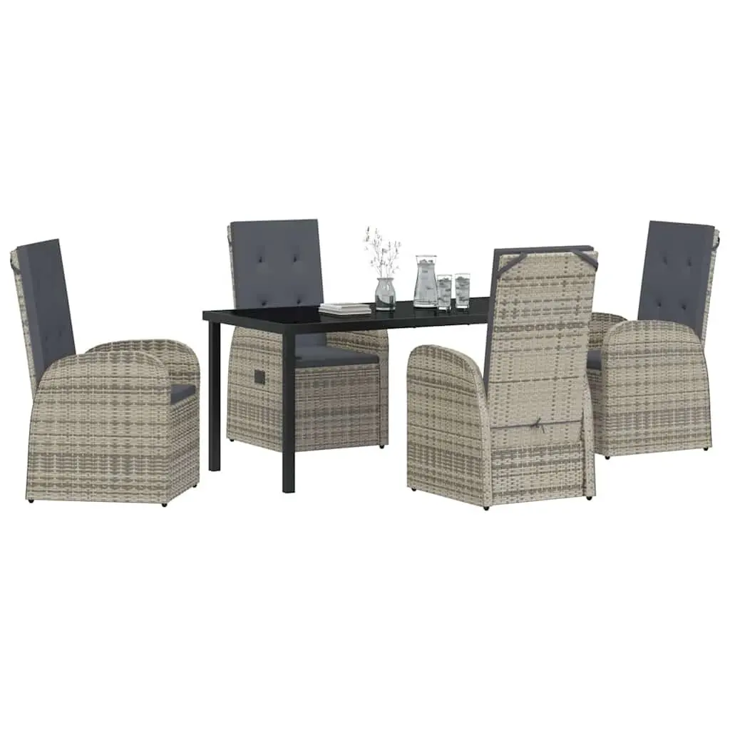 Garden Dining Set Grey 5 Piece Outdoor Furniture Poly Rattan Chair Table