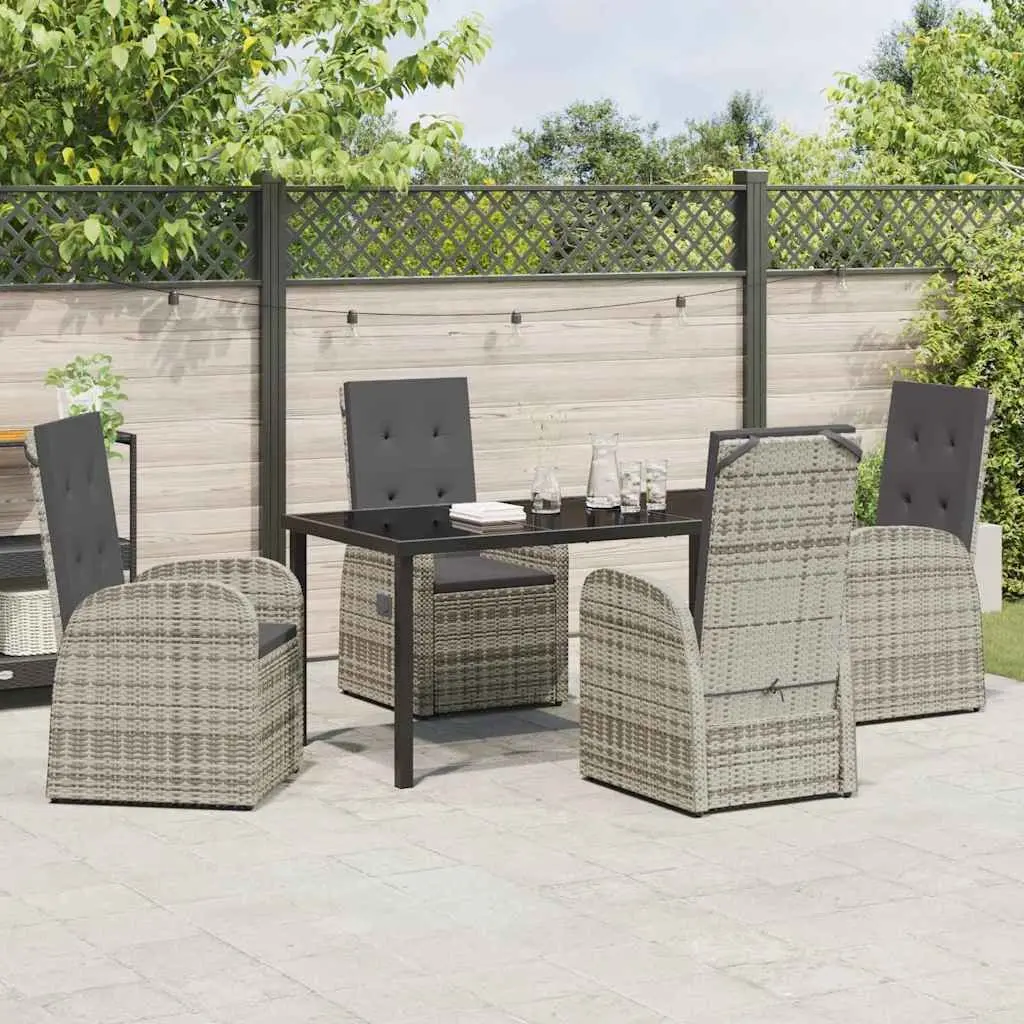 Garden Dining Set Grey 5 Piece Outdoor Furniture Poly Rattan Chair Table