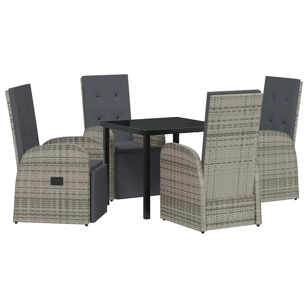 Garden Dining Set Grey 5 Piece Poly Rattan Outdoor Furniture with Cushions