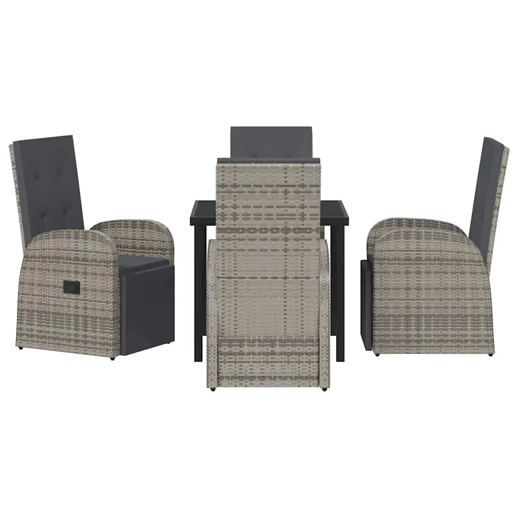 Garden Dining Set Grey 5 Piece Poly Rattan Outdoor Furniture with Cushions