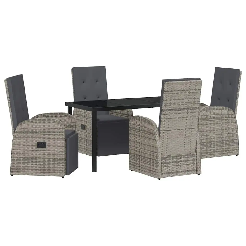 Garden Dining Set 5 Piece Outdoor Furniture Grey Poly Rattan Patio Table Chairs
