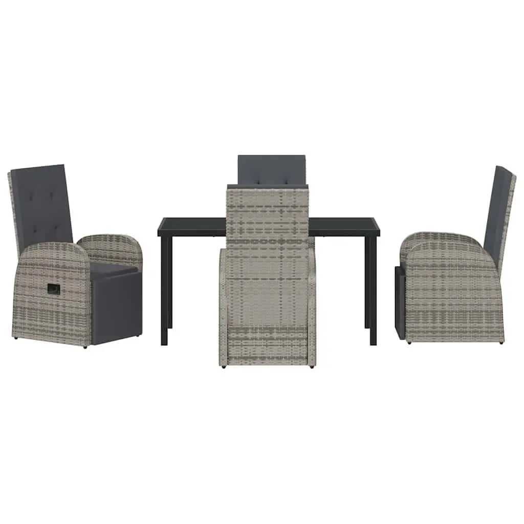 Garden Dining Set 5 Piece Outdoor Furniture Grey Poly Rattan Patio Table Chairs