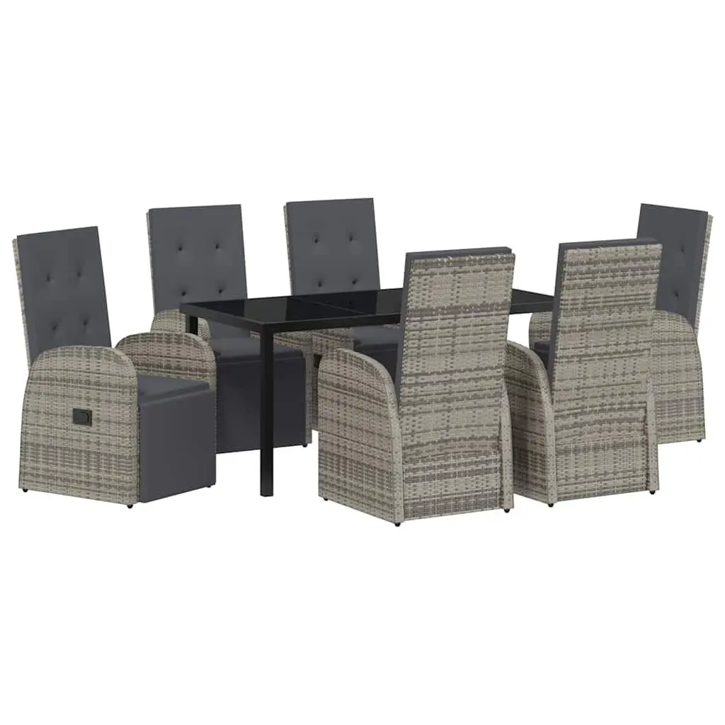 Garden Dining Set Grey 7 Piece Poly Rattan Outdoor Furniture Patio Table Chairs