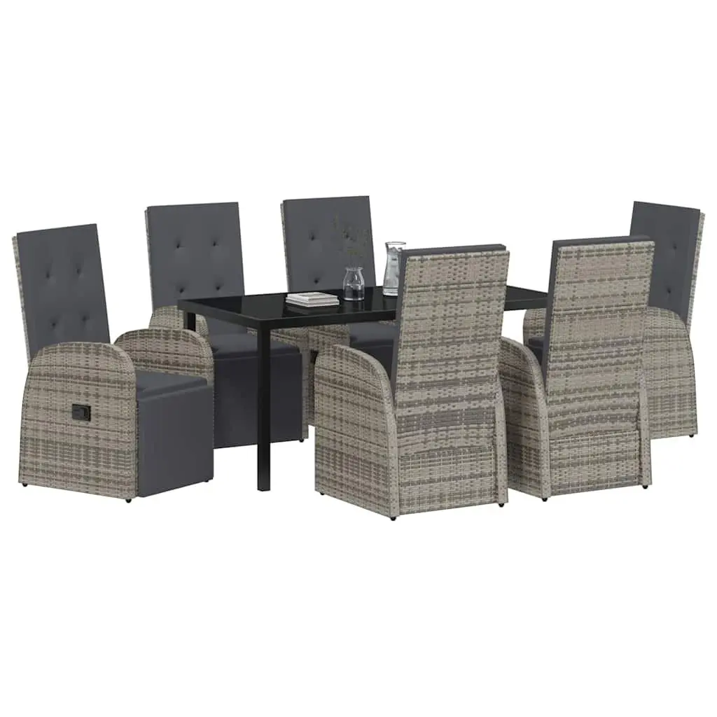 Garden Dining Set Grey 7 Piece Poly Rattan Outdoor Furniture Patio Table Chairs