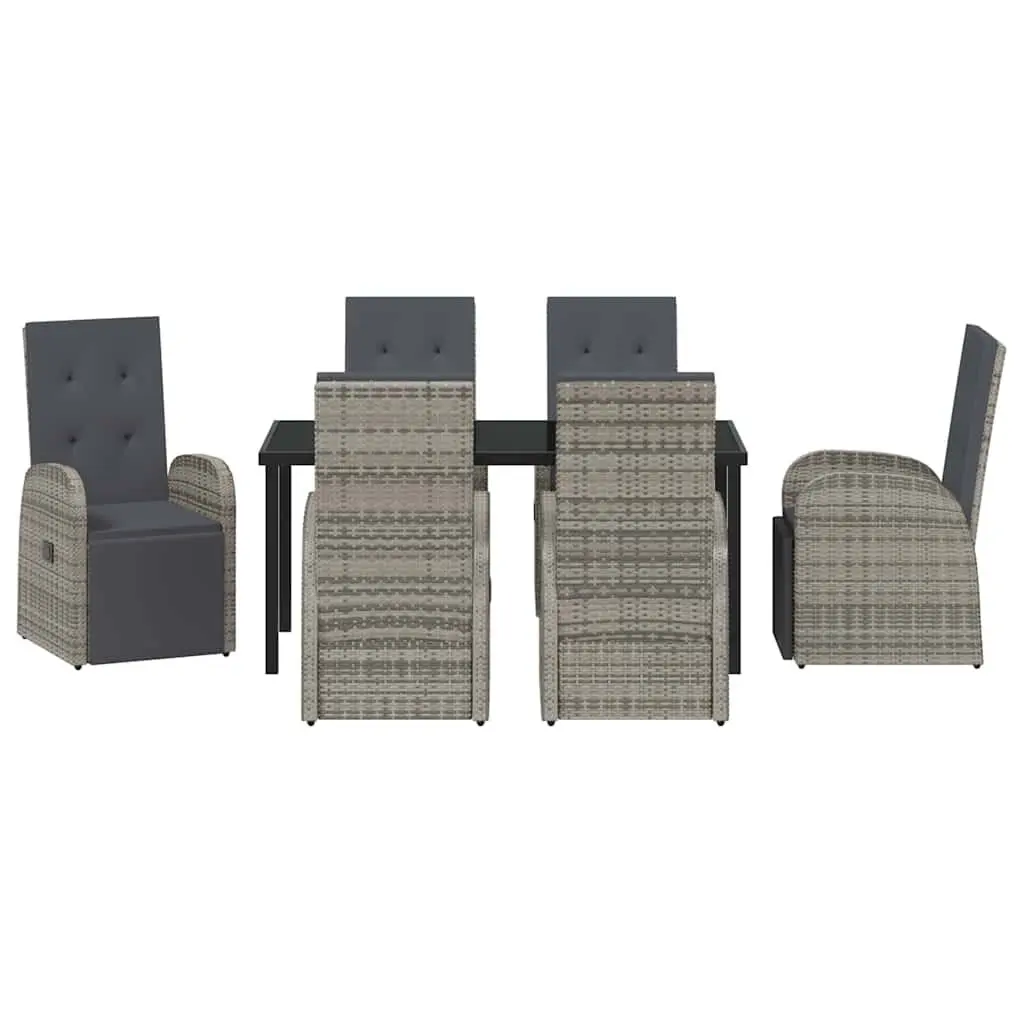 Garden Dining Set Grey 7 Piece Poly Rattan Outdoor Furniture Patio Table Chairs