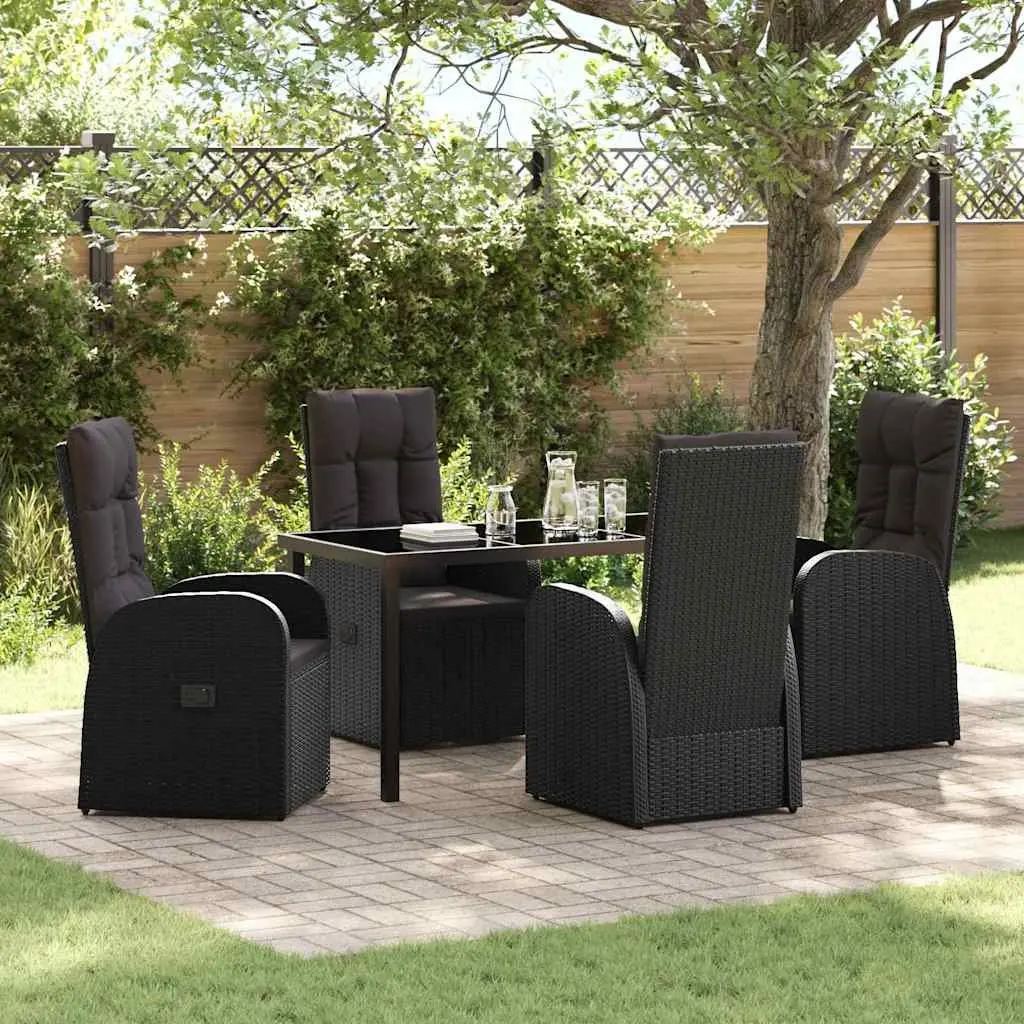5-Piece Black Outdoor Dining Set