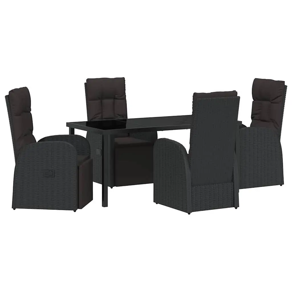 Outdoor Dining Set 5 Pieces Black Garden Furniture Patio Table Chairs