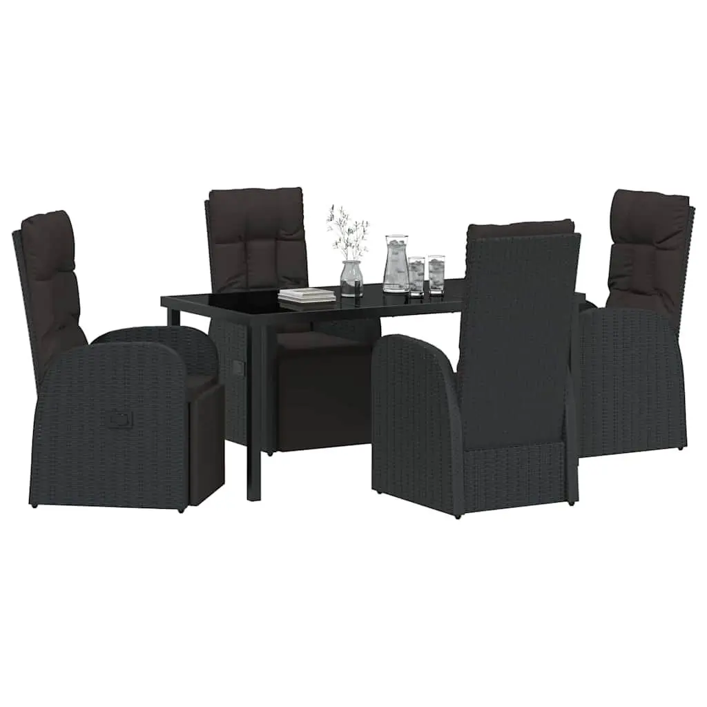 Outdoor Dining Set 5 Pieces Black Garden Furniture Patio Table Chairs