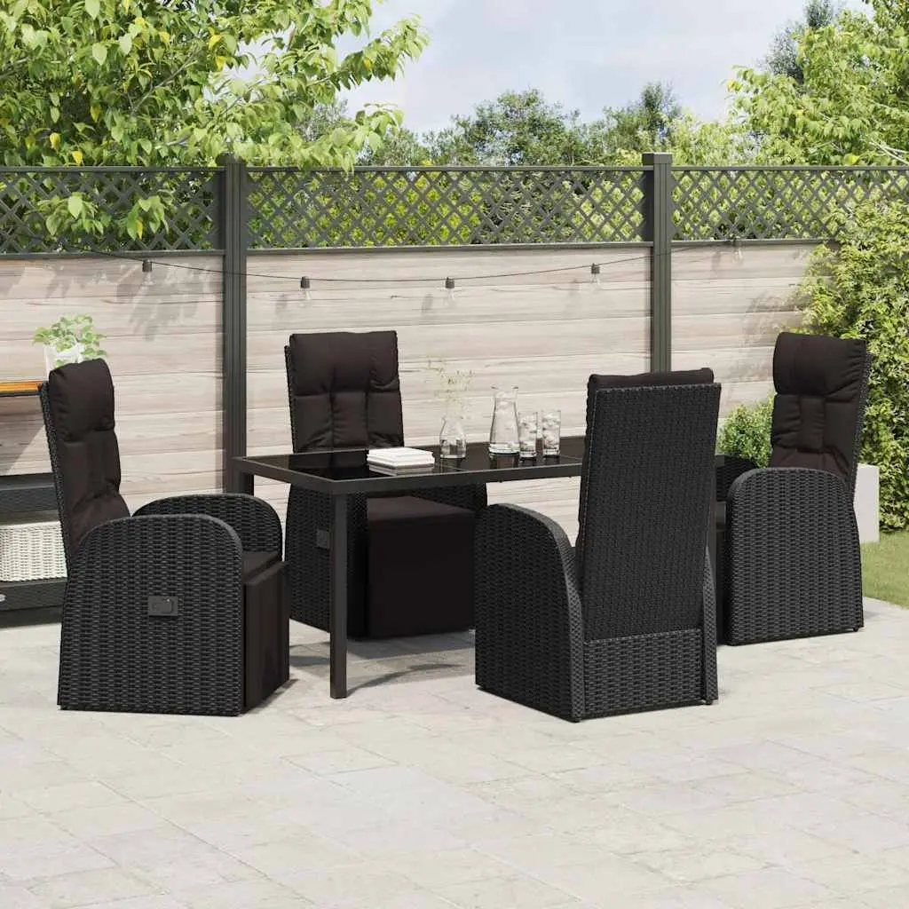 Outdoor Dining Set 5 Pieces Black Garden Furniture Patio Table Chairs