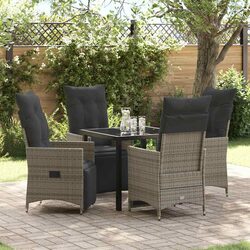 Compact 5-Piece Grey Garden Dining Set with Cushions