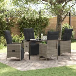 Compact 5-Piece Outdoor Dining Set: Rattan & Glass
