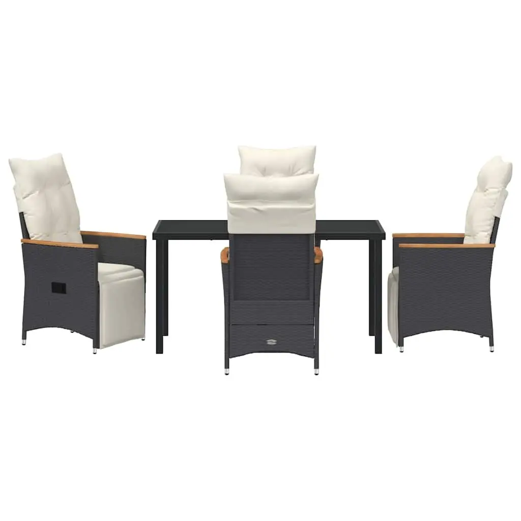 Garden Dining Set 5-Piece Black Outdoor Patio Furniture Rattan Chairs Table