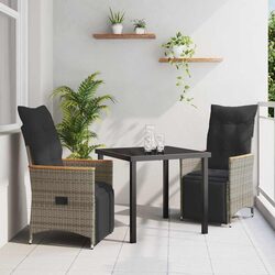 Compact and Elegant 3-Piece Grey Garden Dining Set