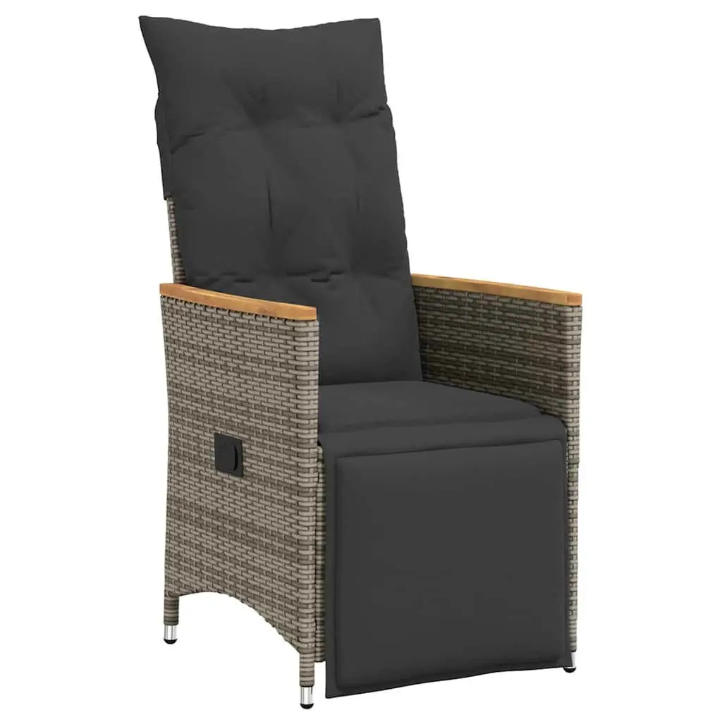 Garden Dining Set Grey 5 Pieces Poly Rattan Outdoor Furniture with Cushions