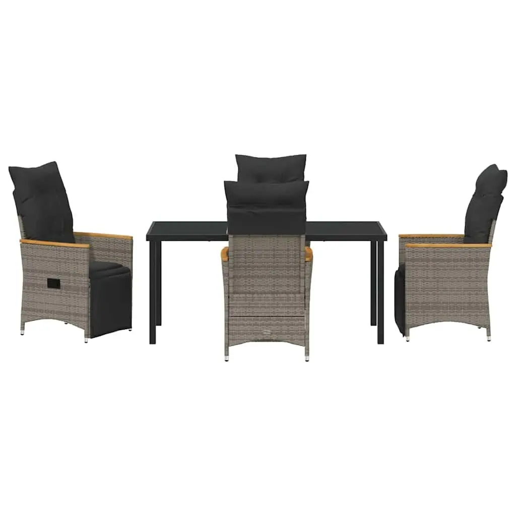 Garden Dining Set Grey 5 Pieces Poly Rattan Outdoor Furniture with Cushions