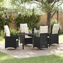 Concise 5-Piece Black Outdoor Dining Set
