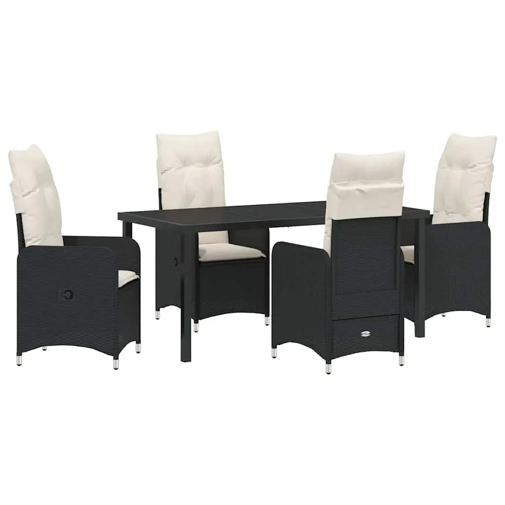 Garden Dining Set 5 Pieces Black Outdoor Table Chairs Patio Furniture