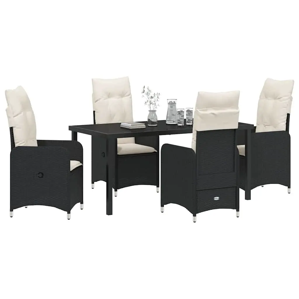 Garden Dining Set 5 Pieces Black Outdoor Table Chairs Patio Furniture