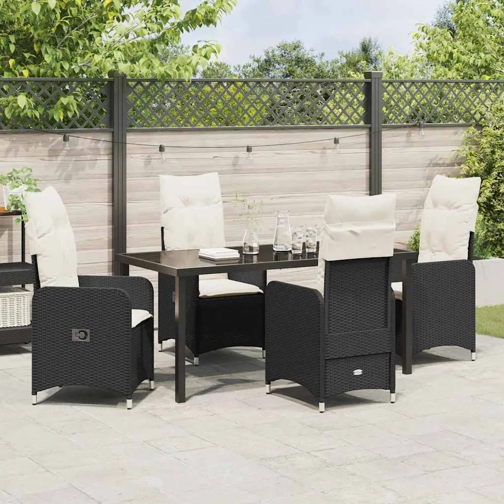 Garden Dining Set 5 Pieces Black Outdoor Table Chairs Patio Furniture