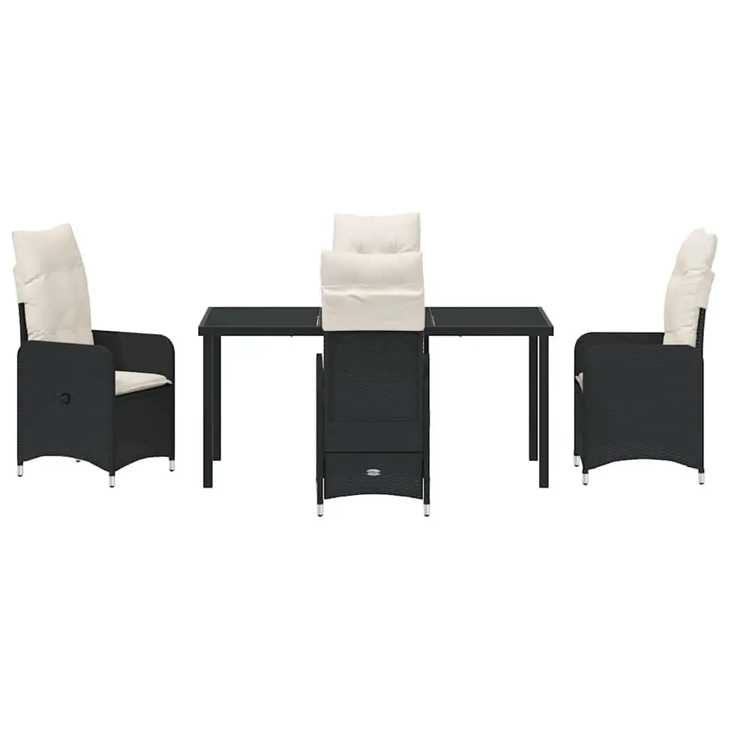 Garden Dining Set 5 Pieces Black Outdoor Table Chairs Patio Furniture