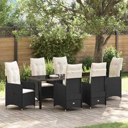 Concise 7 Piece Black Outdoor Dining Set Details