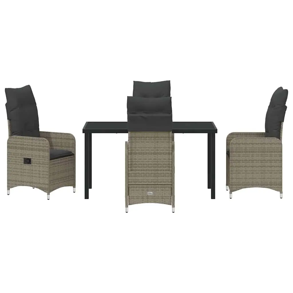 Garden Dining Set Grey 5 Piece Outdoor Furniture Patio Tempered Glass Table
