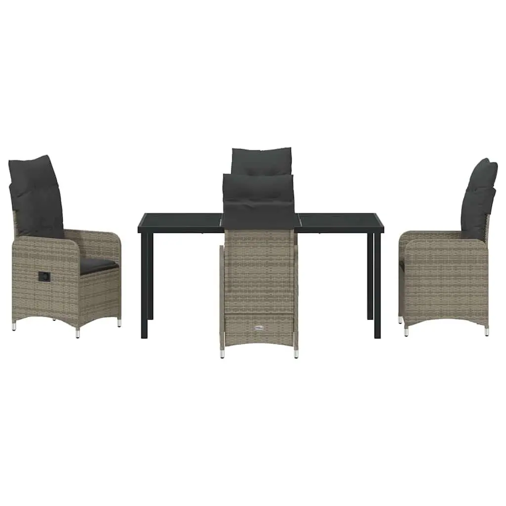 Outdoor Dining Set Grey 5 Piece Poly Rattan Cushioned Patio Furniture