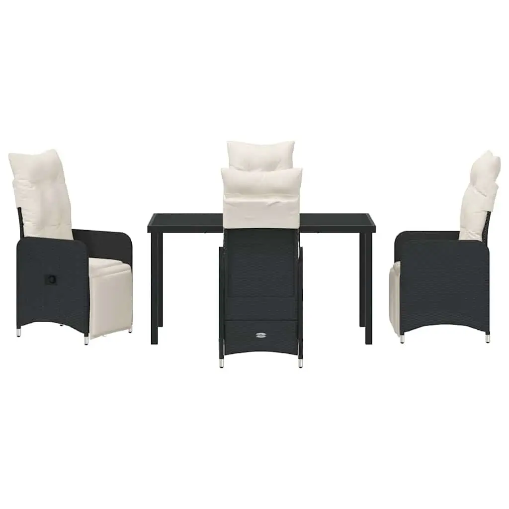 Outdoor Garden Dining Set 5 Piece Black Rattan Furniture Patio Table Chairs