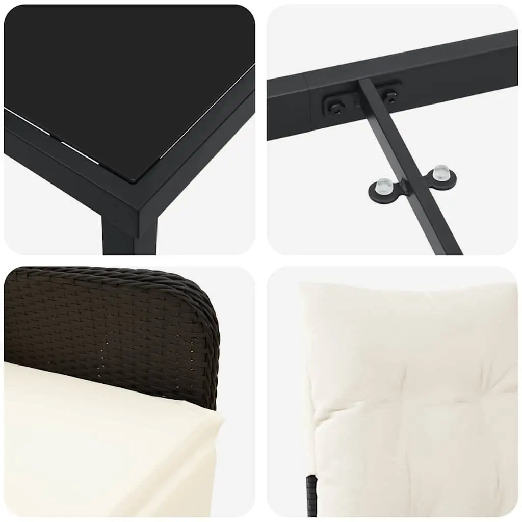 Outdoor Garden Dining Set 5 Piece Black Rattan Furniture Patio Table Chairs