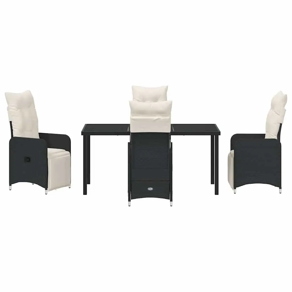 Outdoor Garden Dining Set 5 Piece Black Poly Rattan Patio Table Chairs Furniture