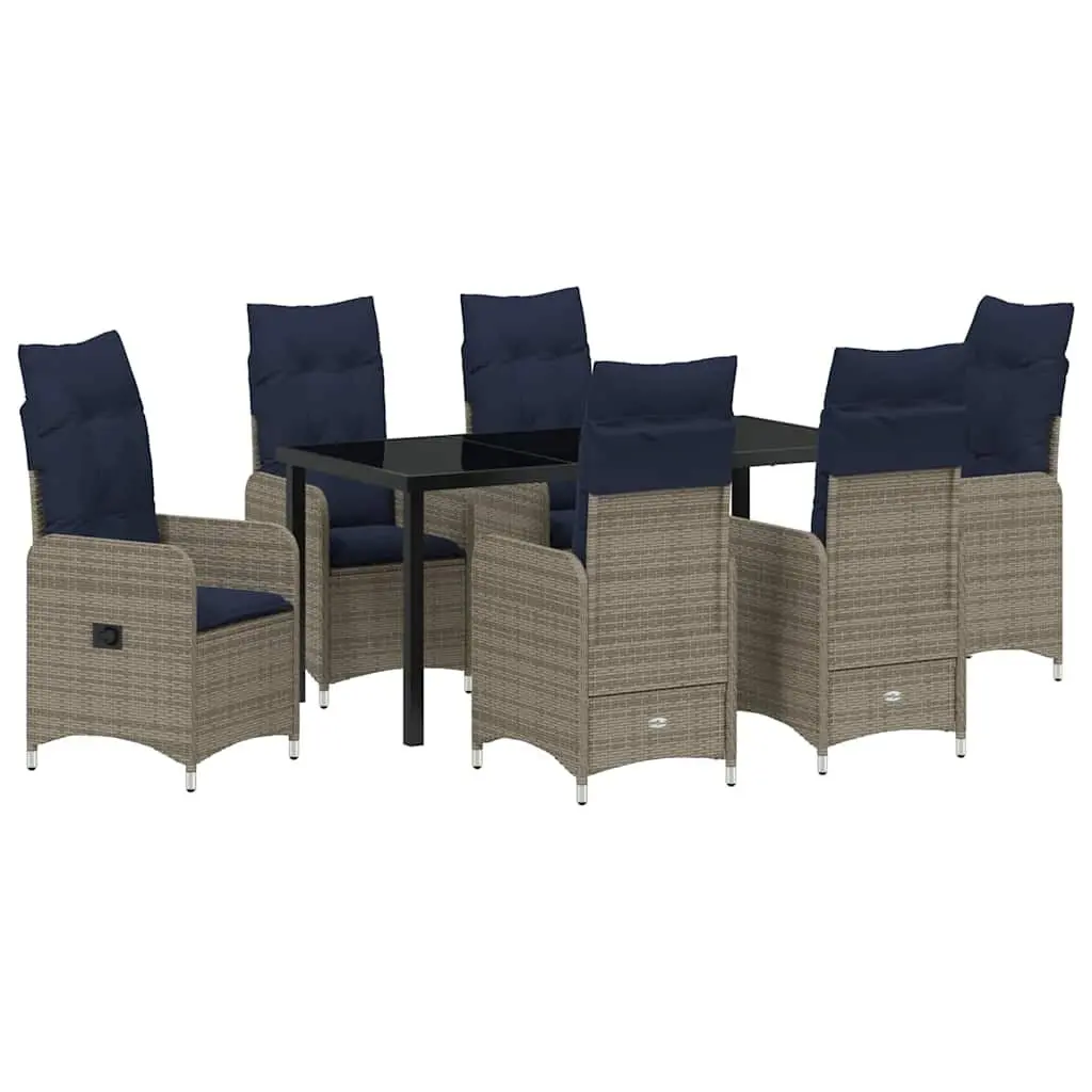 Garden Dining Set 7 Pieces Outdoor Furniture Black Poly Rattan Patio Table