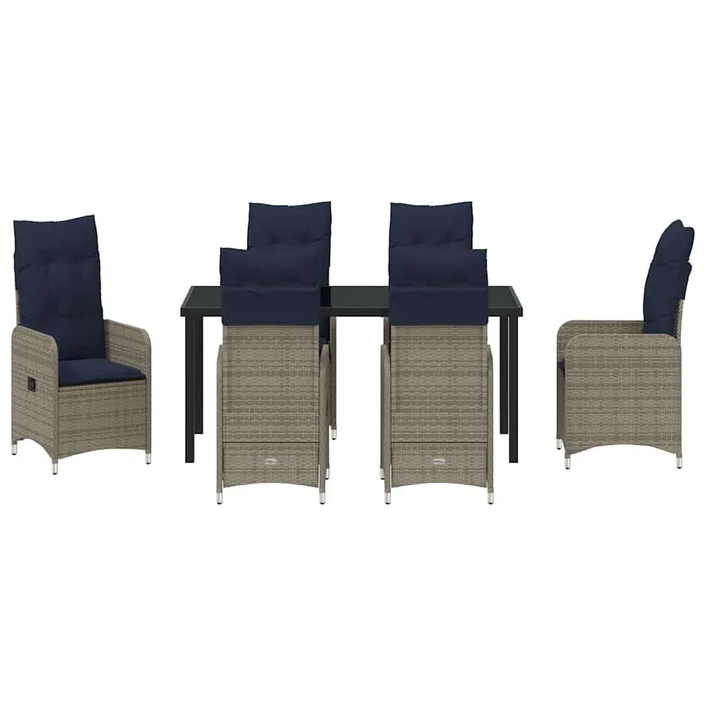Garden Dining Set 7 Pieces Outdoor Furniture Black Poly Rattan Patio Table