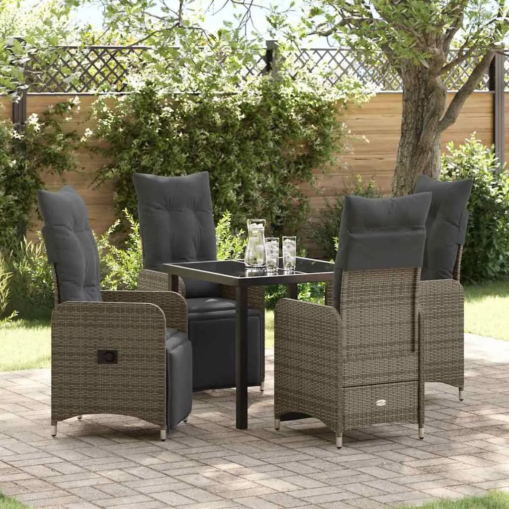 Garden Dining Set Grey 5 Piece Outdoor Furniture Poly Rattan Table Chairs